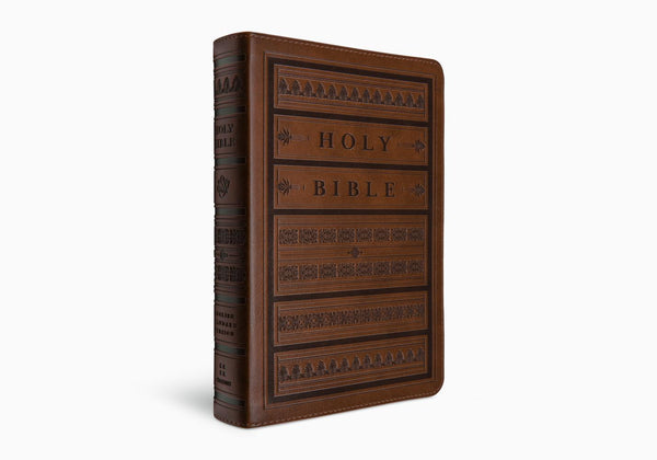 ESV Large Print Compact Bible, Brown, Engraved Mantel Design