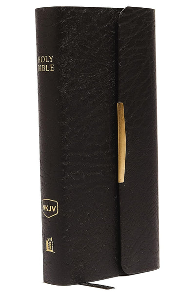 NKJV Checkbook Format Bible, Compact, Bonded Leather, Black