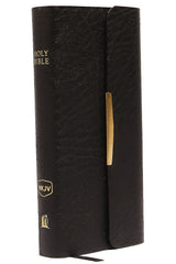 NKJV Checkbook Format Bible, Compact, Bonded Leather, Black