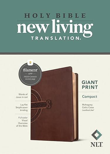 NLT Giant Print Bible - Compact, Mahogany Celtric Design