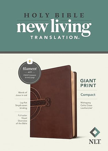 NLT Giant Print Bible - Compact, Mahogany Celtric Design