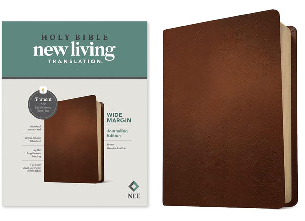 NLT Wide Margin Bible, Journaling Edition, Brown, Genuine Leather